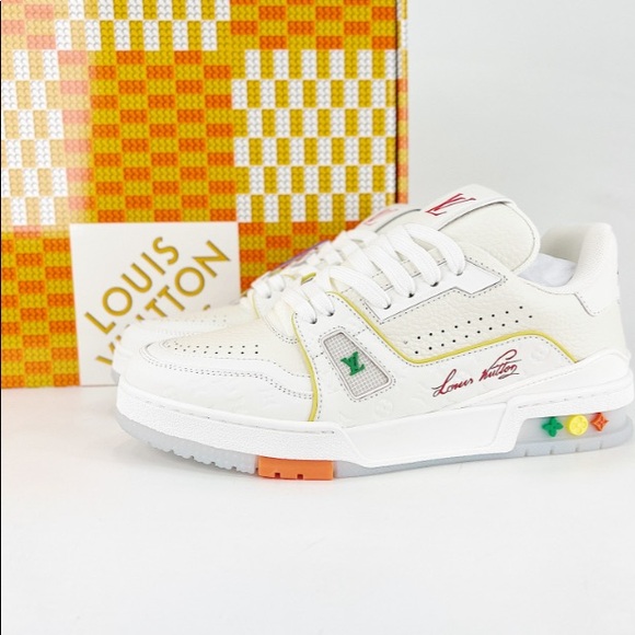LOUIS VUITTON Men’s Sneakers White and blue       Size  44 - Picture 1 of 8